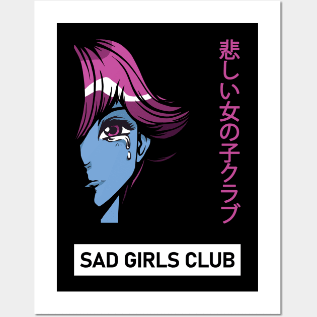 Sad Girls Club - Nu Goth Sad Girl Aesthetic Japan Wall Art by wbdesignz